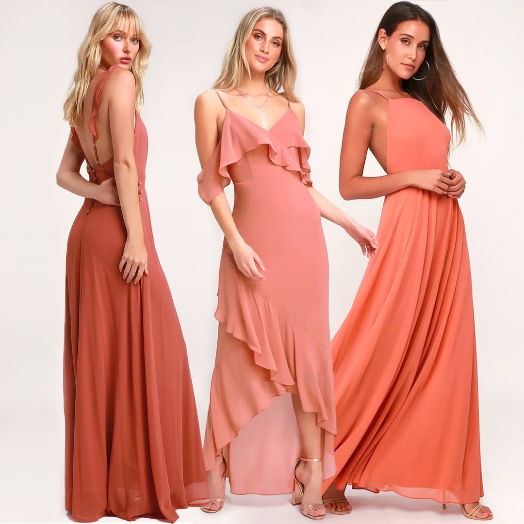 old rose color bridesmaid gown