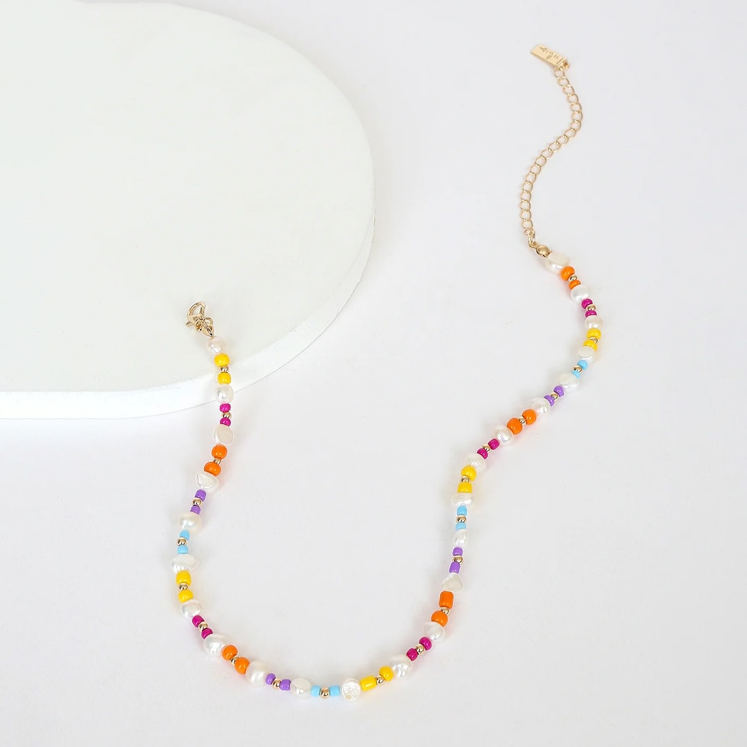 multi beaded pearl choker necklace
