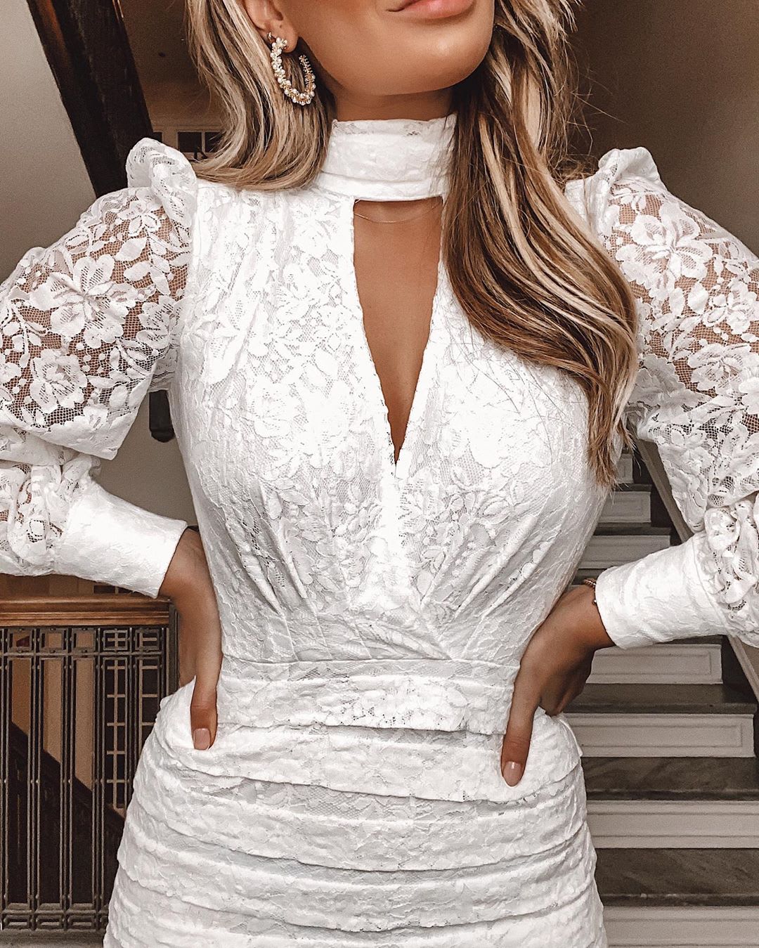 white lace spring dress