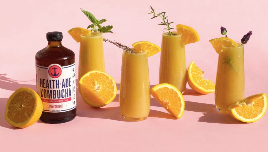 healthade komucha mimosa: herbal mocktail
