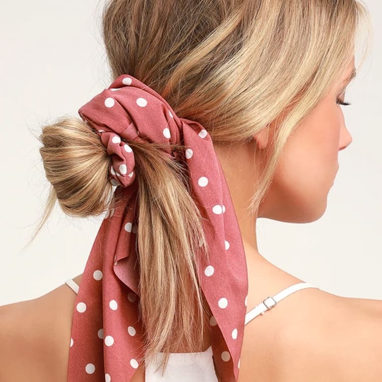 polka dot scarf in rusty rose - polka dot accessories - polka dots fashion