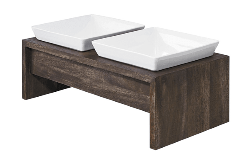  wood double feeder dog bow cat bowls
