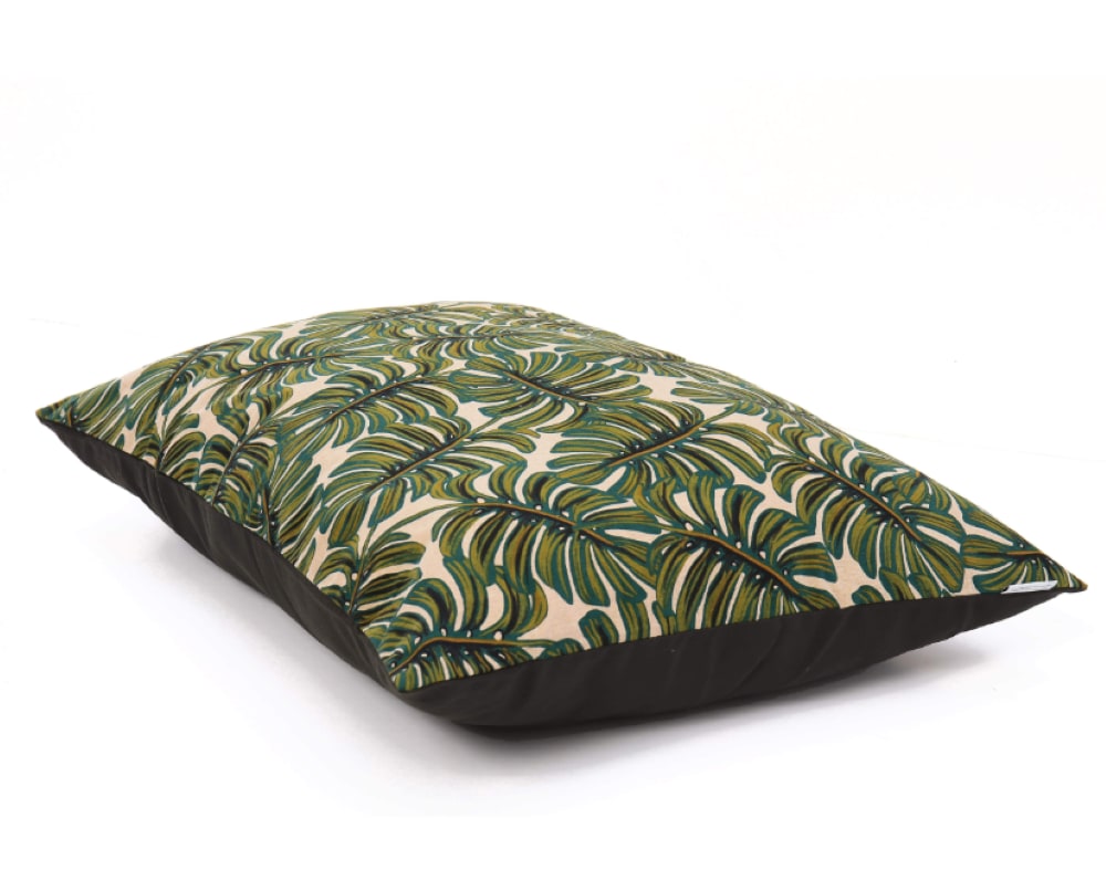 cute dog bed in monstera leaf print - tropical dog bed