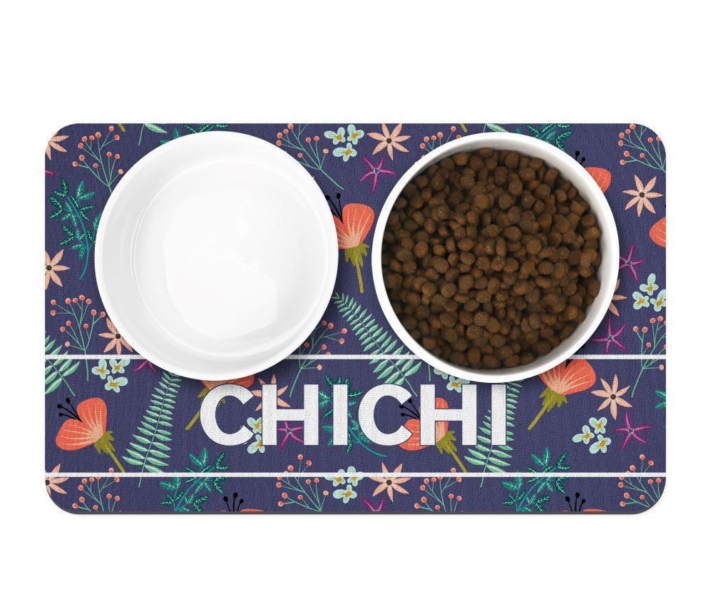 personalized pet placemat in floral print