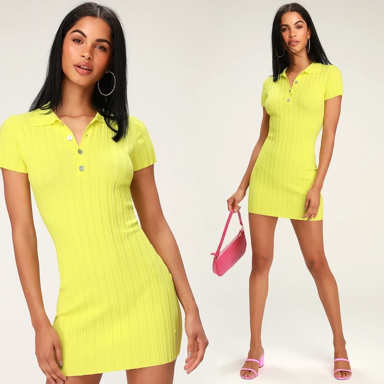 neon yellow polo dress - lime green neon yellow