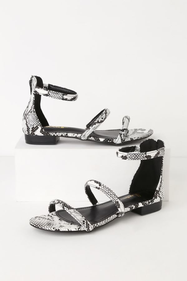 snake print flat sandals -list of summer essentials - wardrobe essentials - wardrobe checklist- summer capsule wardrobe - closet essentials
