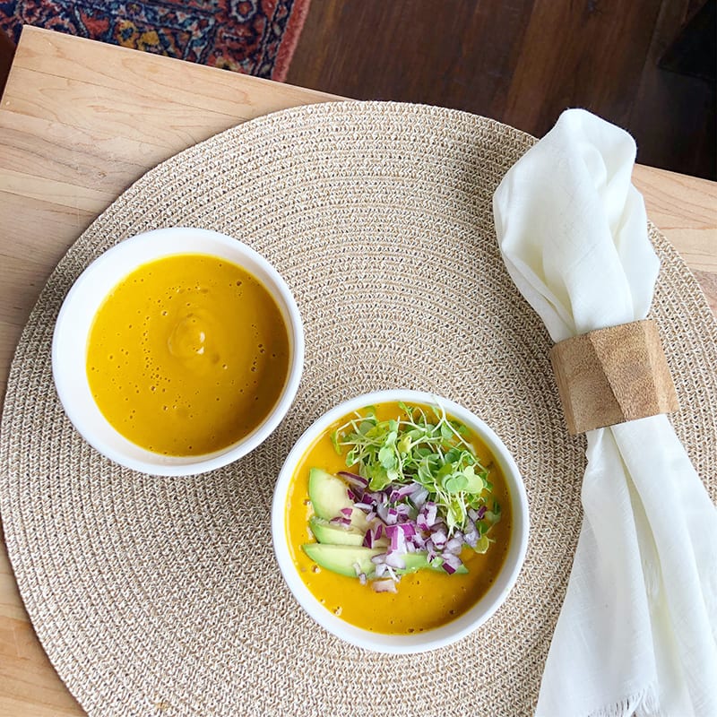 bowls of sweet potato soup recipe