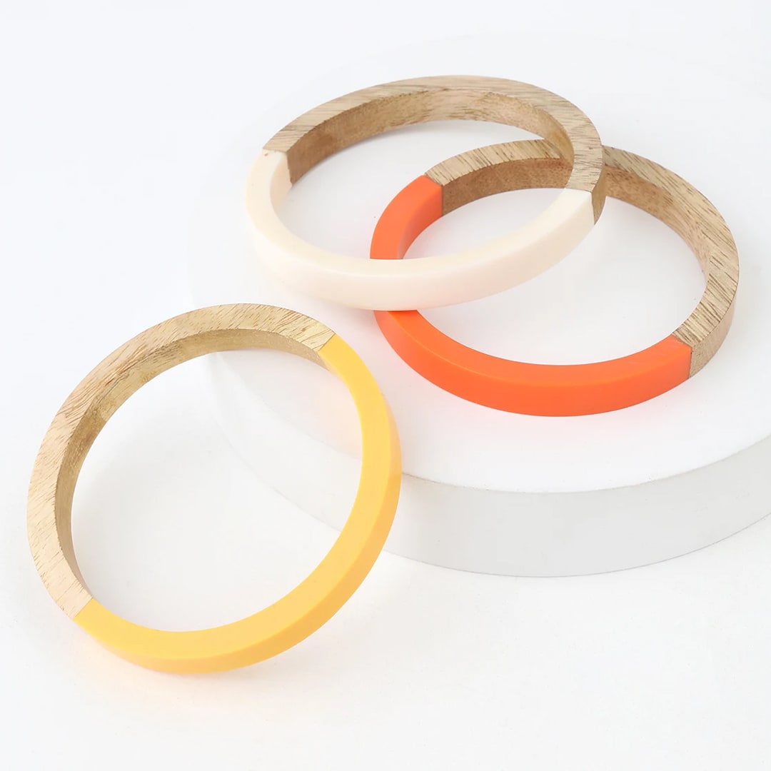 wood bangle set: tropical fashion
