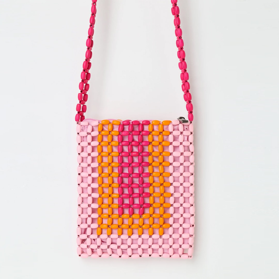 pink multi beaded bag: tropical fashion