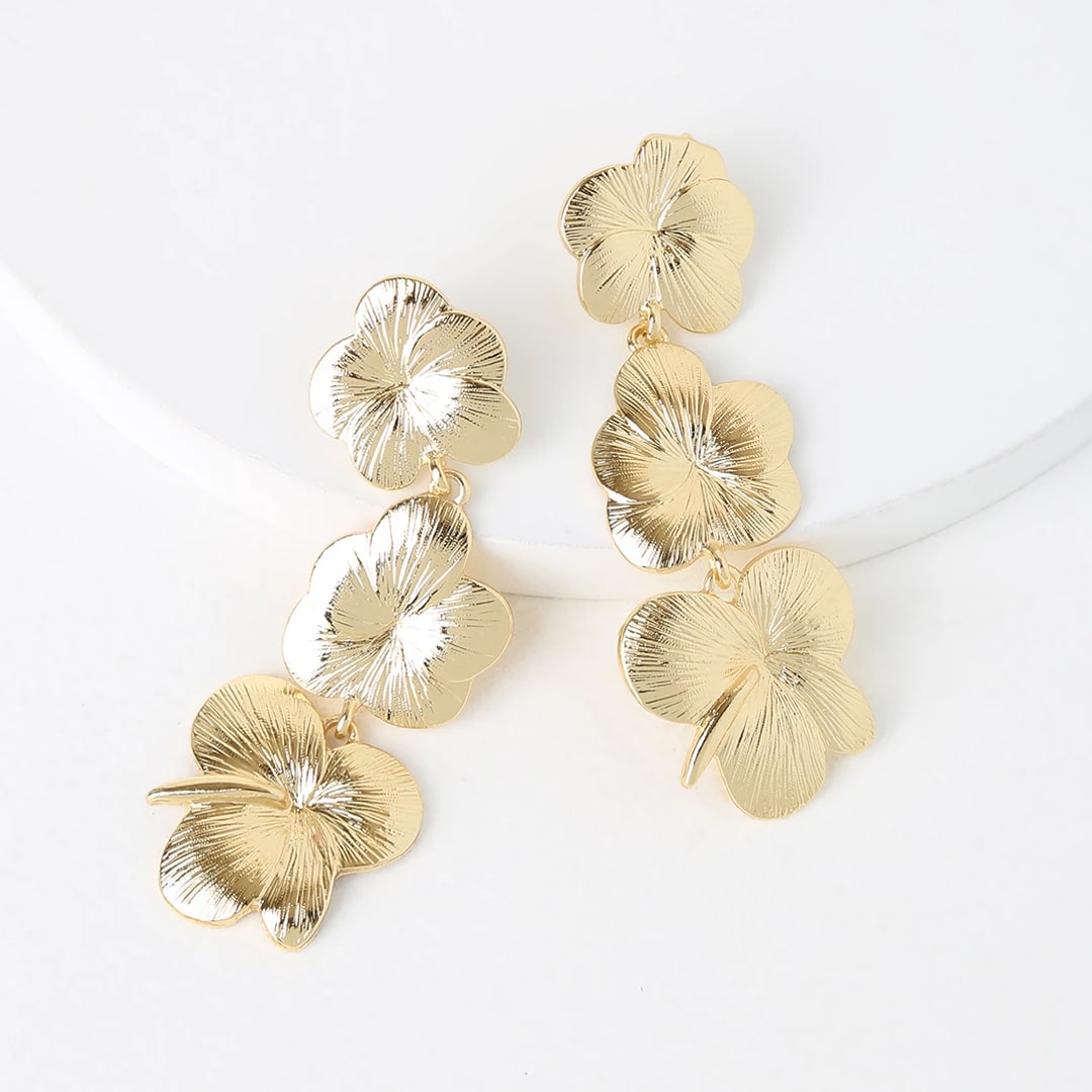 gold flower earrings for tropical fashion trend