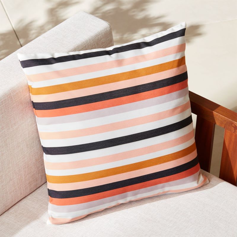 striped outdoor pillow from CB2: backyard ideas diy   outdoor decorating ideas on a budget  outdoor living spaces on a budget   diy patio ideas on a budget   backyard ideas for small yards  