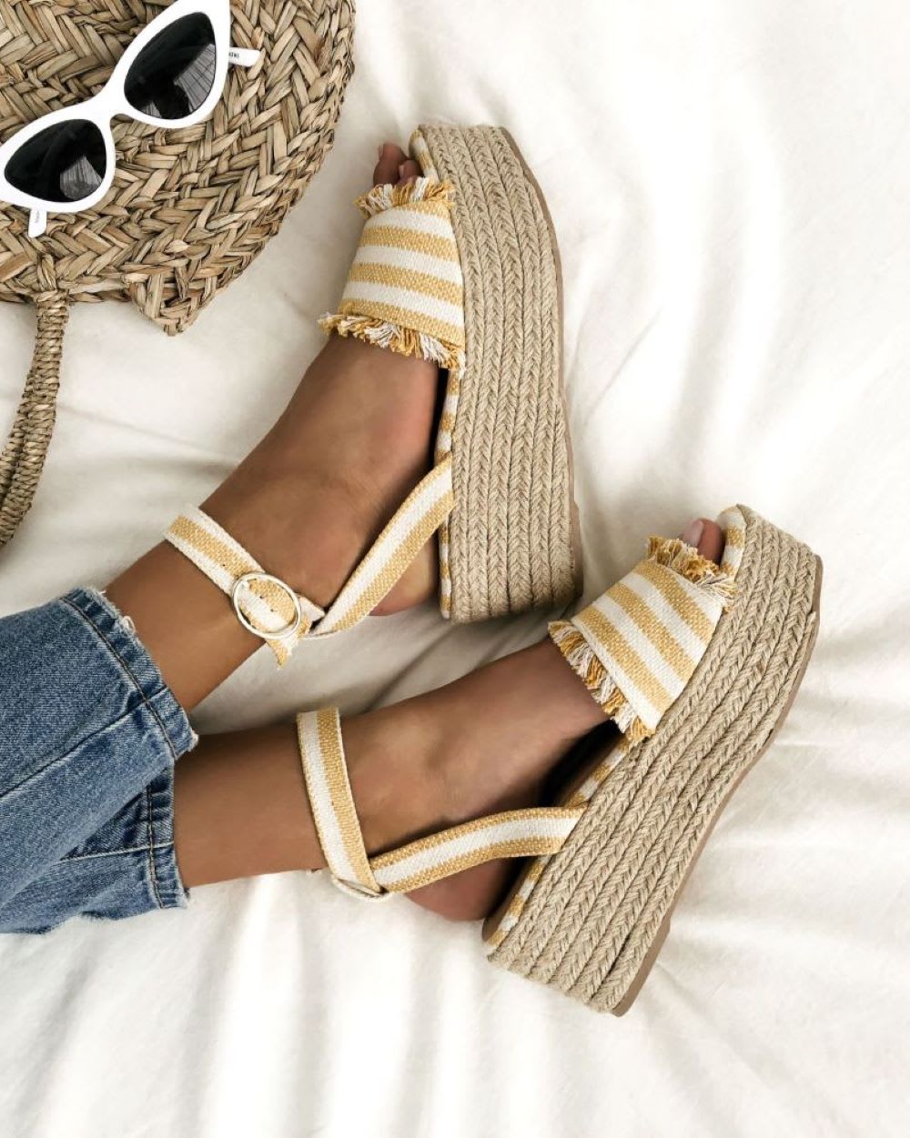 Cheap Fashion Women's Shoes Flat Heel Rope Womens Flats Lace-Up Espadrilles  Summer Espadrille Sandals Female Strap Shoe