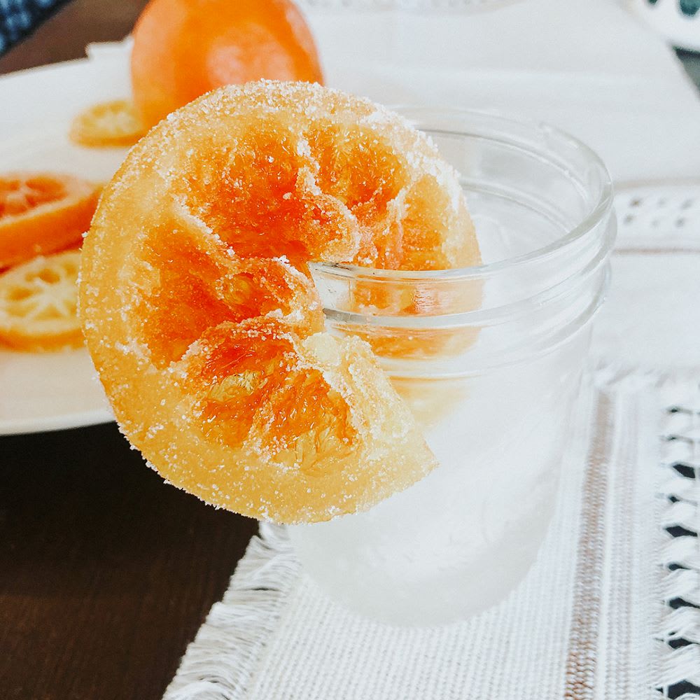 sumo citrus fruit -candied orange slices - candied orange slices recipe -sugared orange slices- candied lemon slices