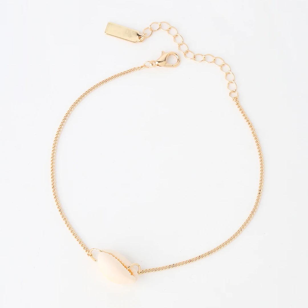 gold cowrie shell anklet