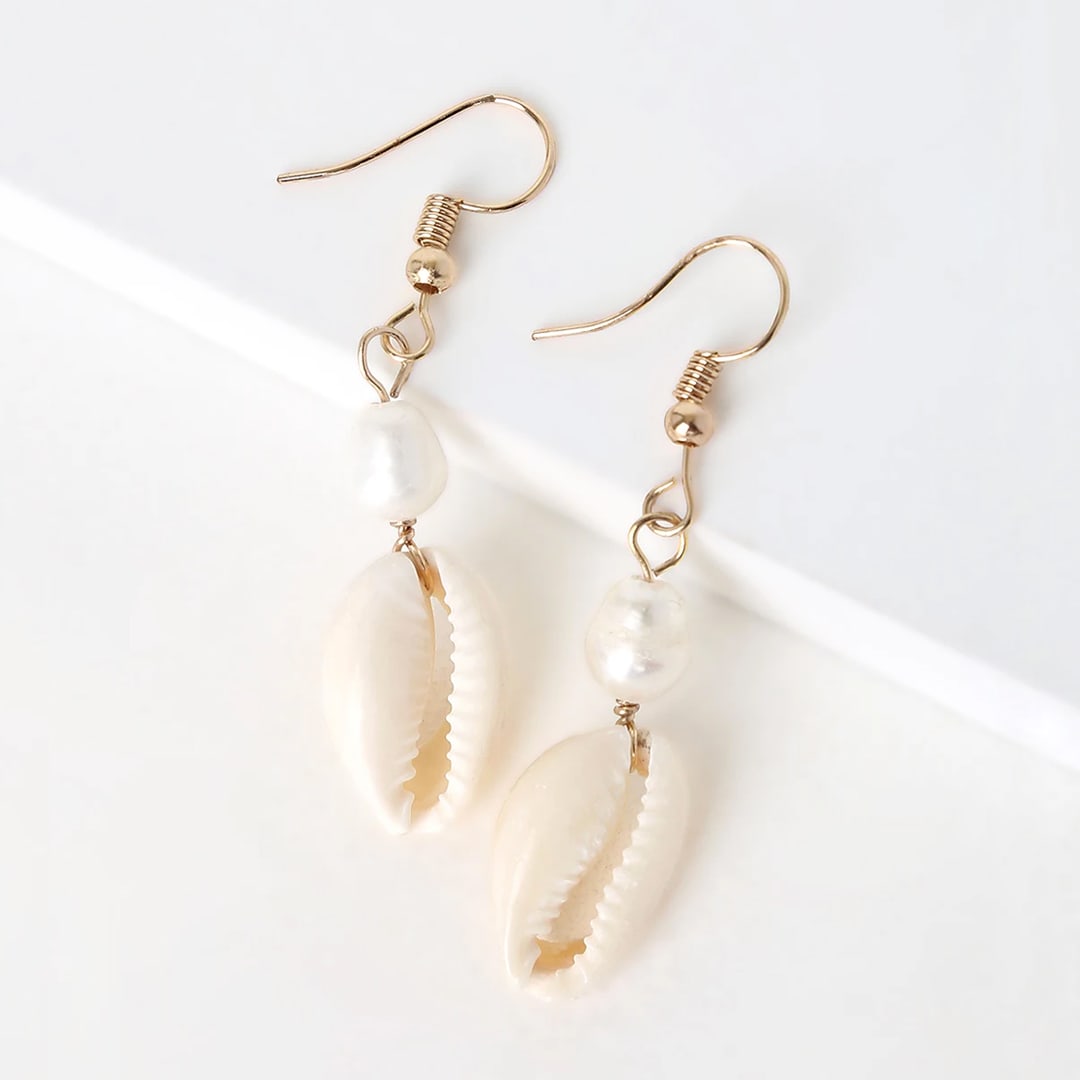 gold and pearl shell earrings