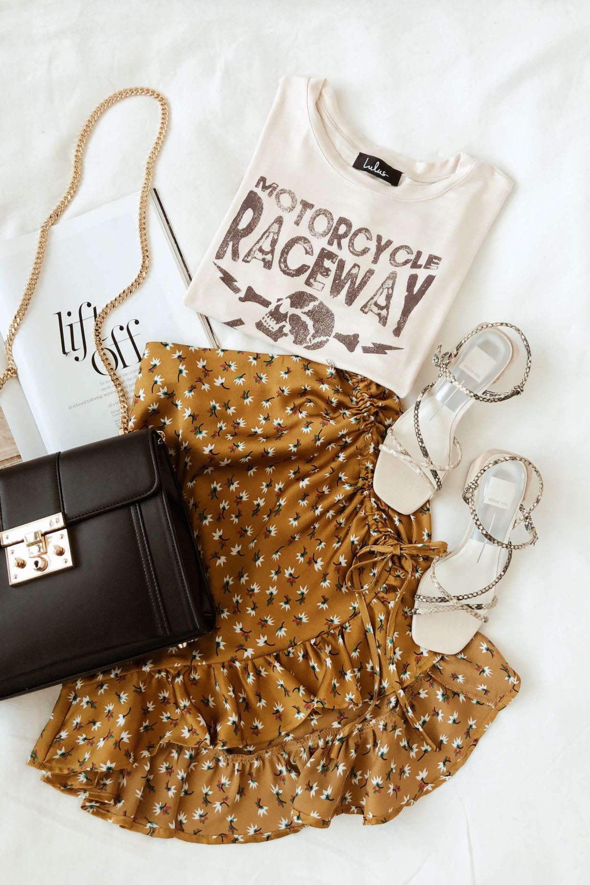 mini skirt graphic tee
