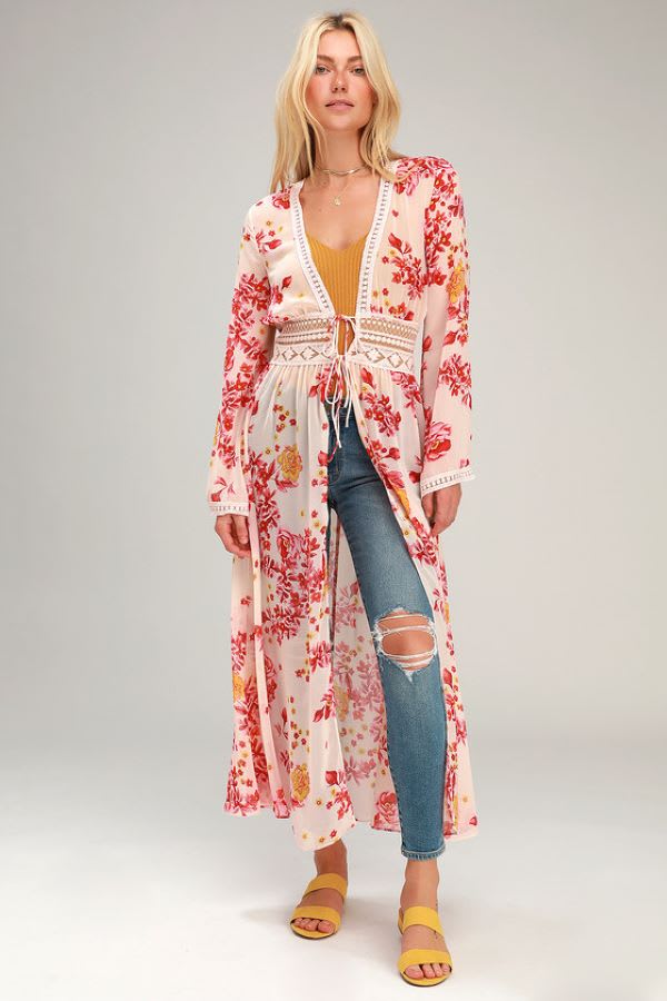 printed floral kimono