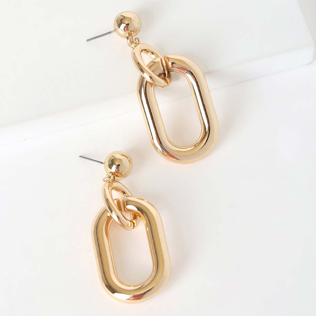 gold link earrings