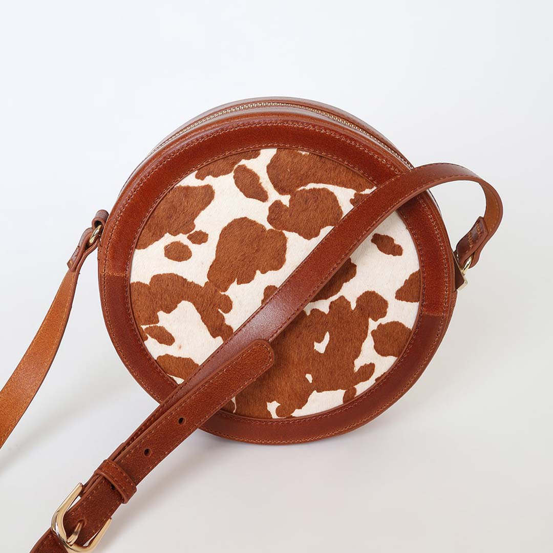 cow print circle bag