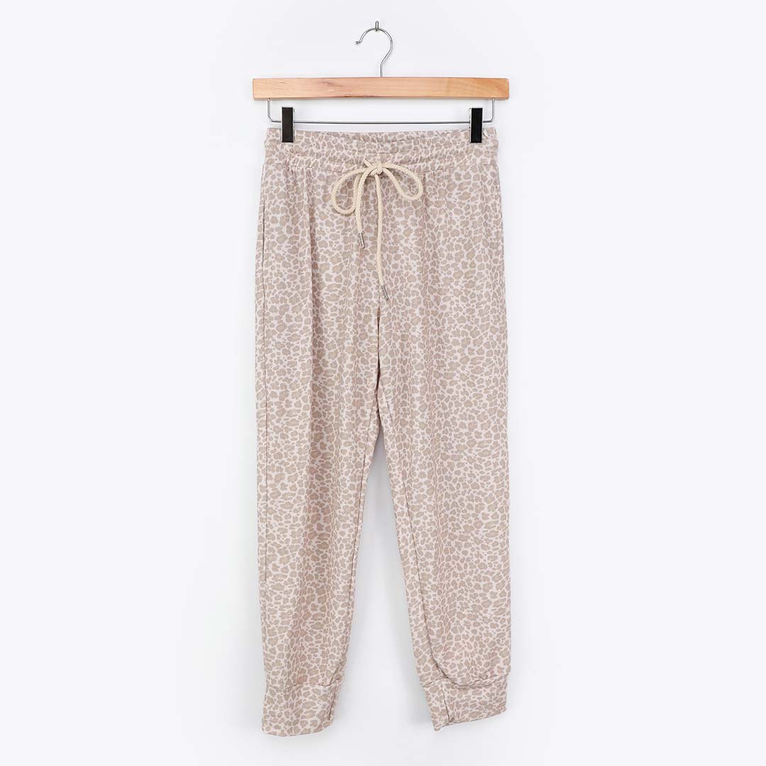 leopard print drawstring jogger sweatpants