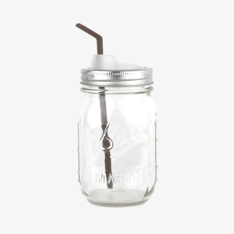 resuable straw in mason jar from package free