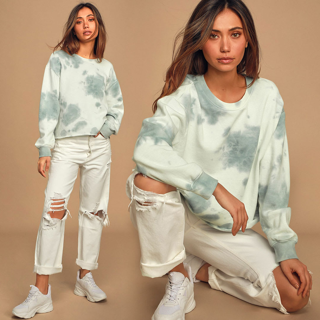 tie dye clothing: sage and white shirtt