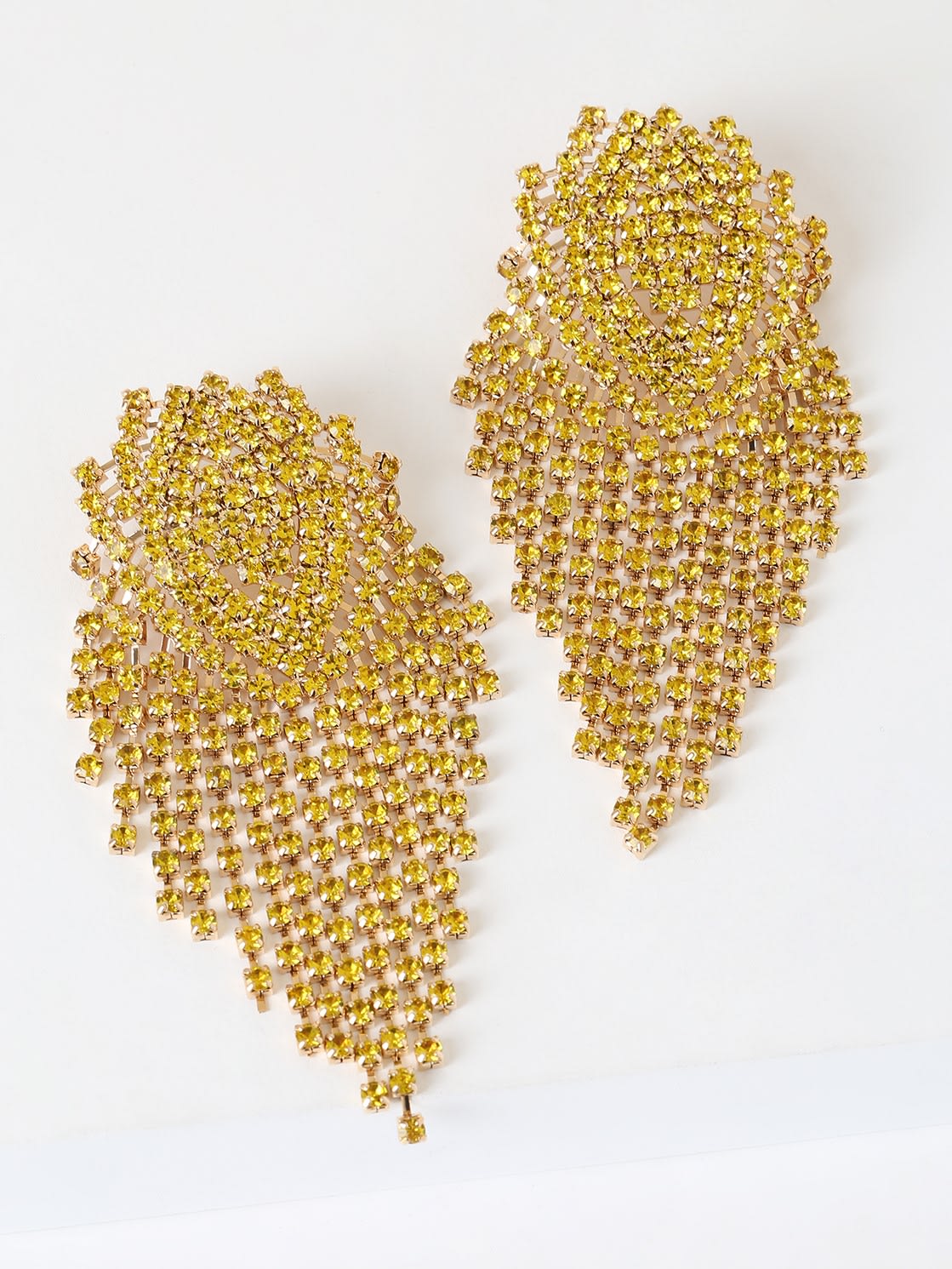yellow rhinestone statement earrings