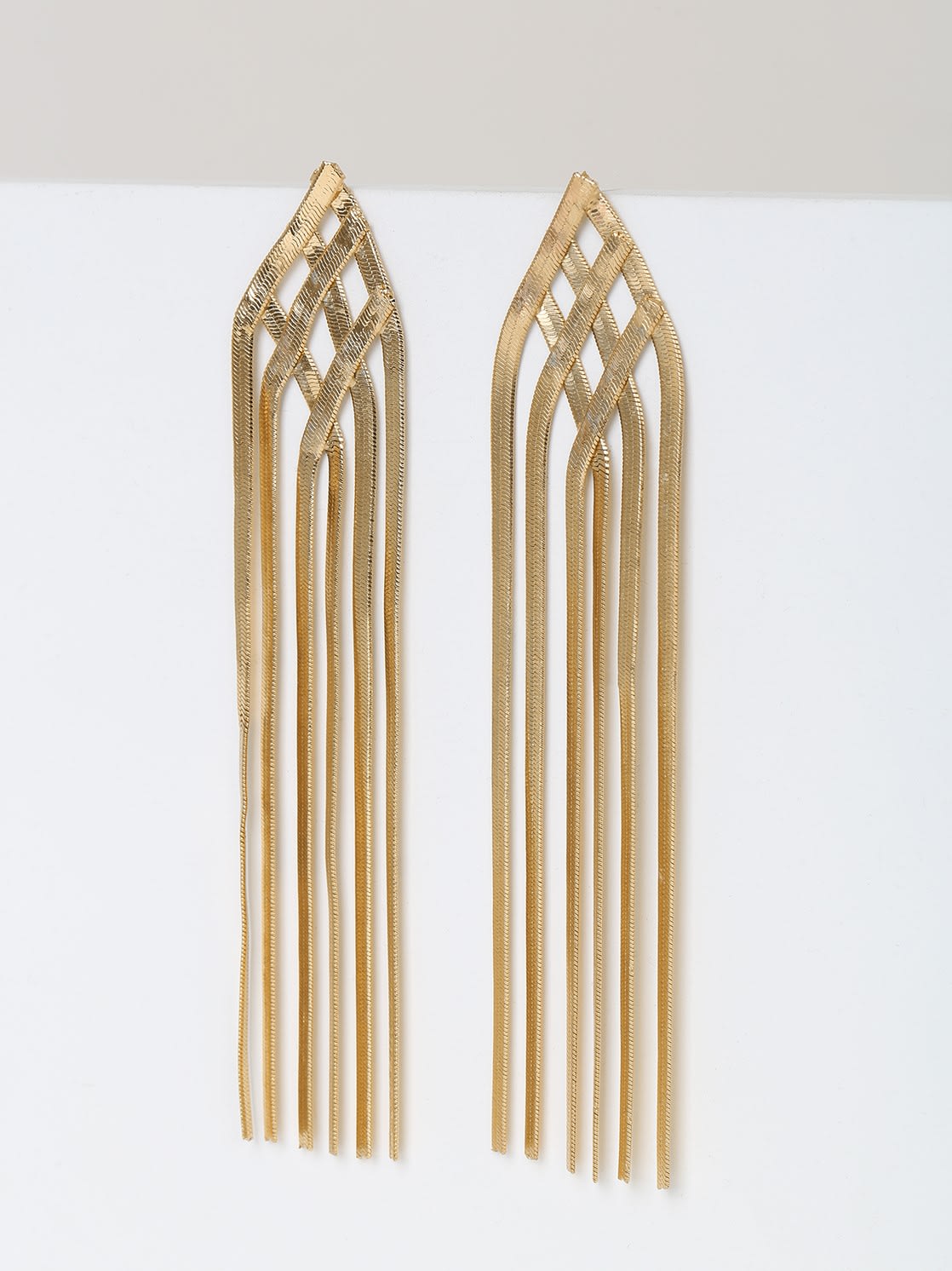 gold woven drop earrings
