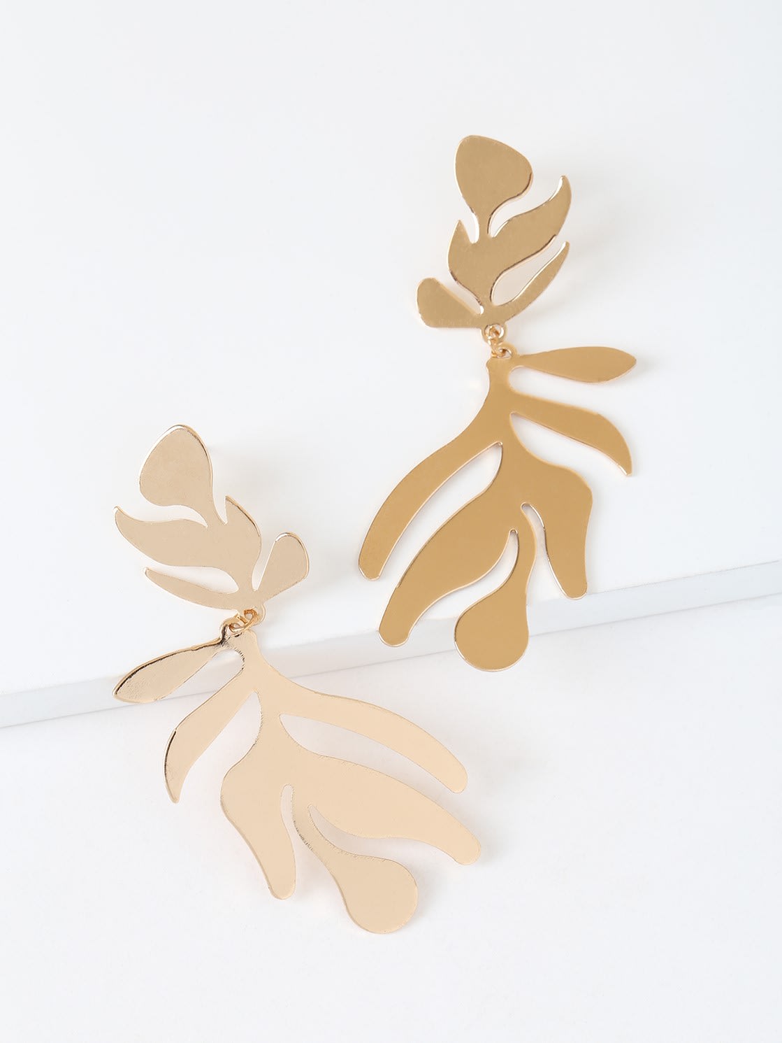 leaf gold statement earrings