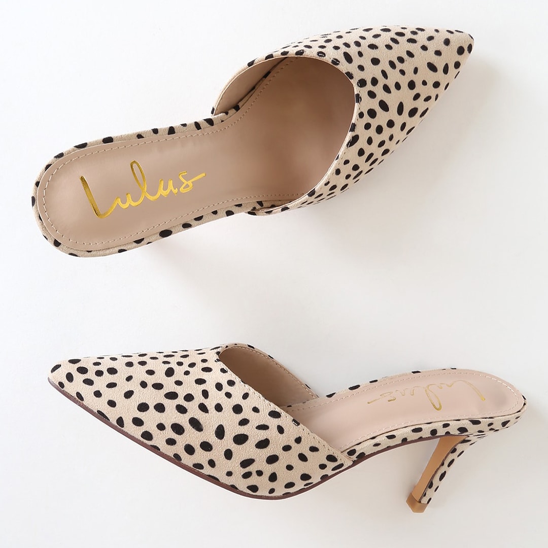 cheetah suede pointed toe mules