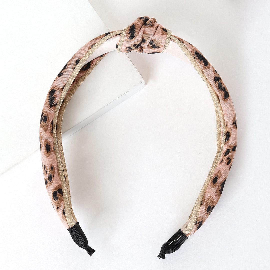 pink leopard print knotted headband