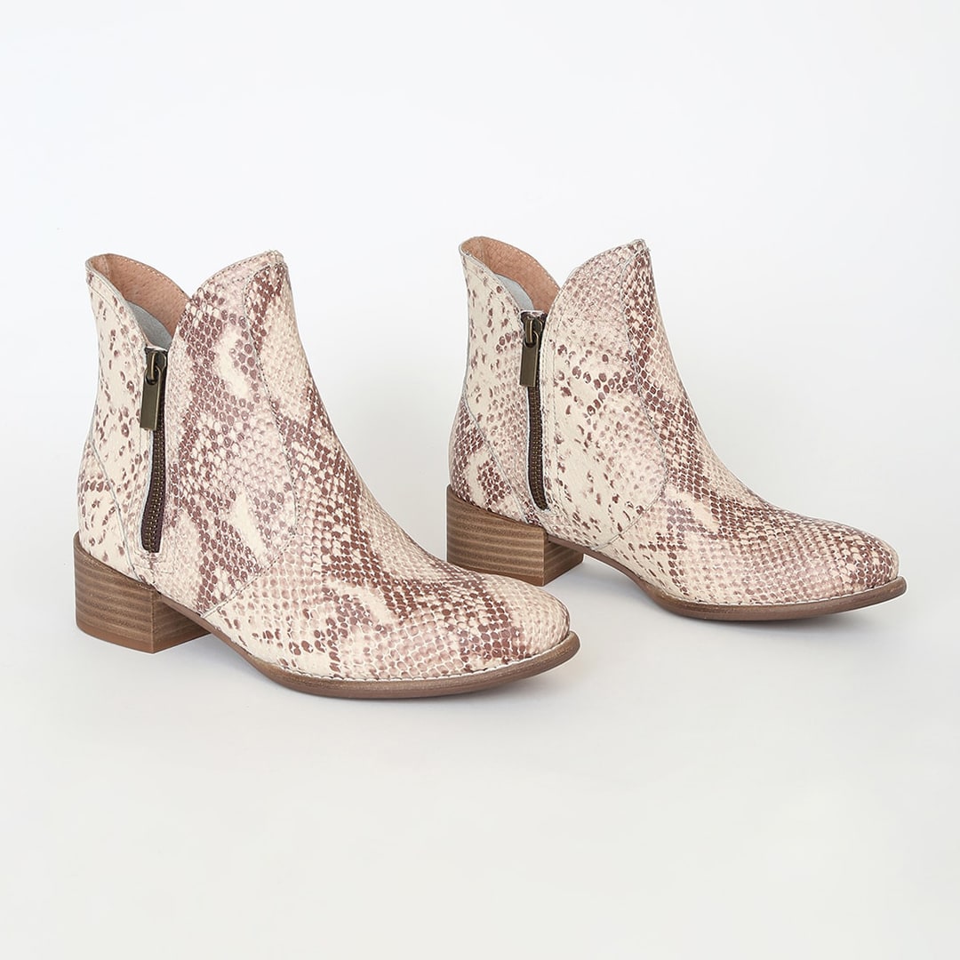 snake print ankle boots