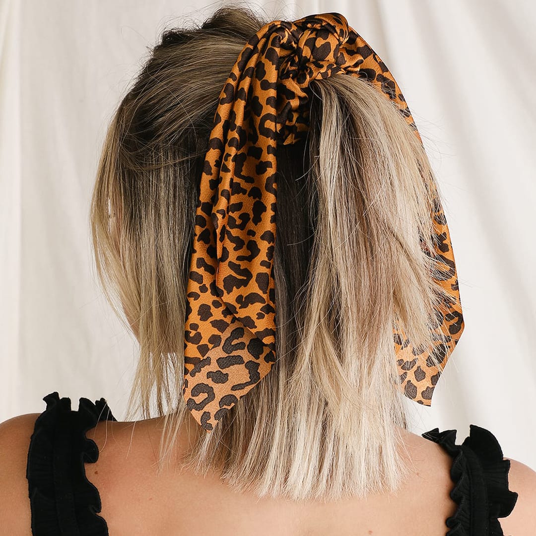 leopard print scarf ponytail holder
