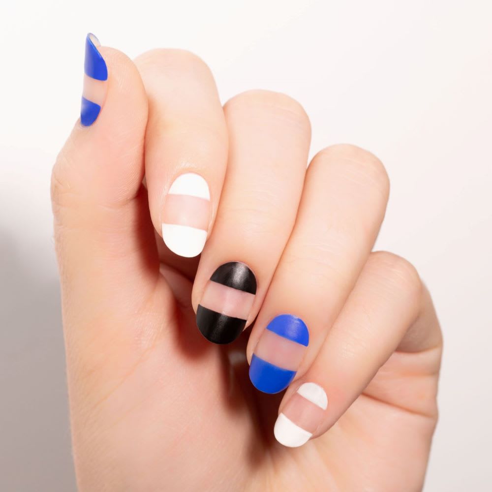 Black And Gold Nail Design Idea With Blue Nails Combo – Vibrant Guide