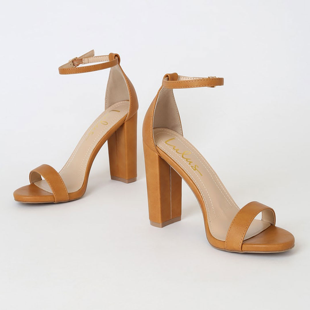 camel ankle strap heels