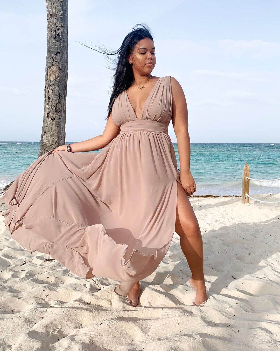 heavenly hues taupe maxi dress