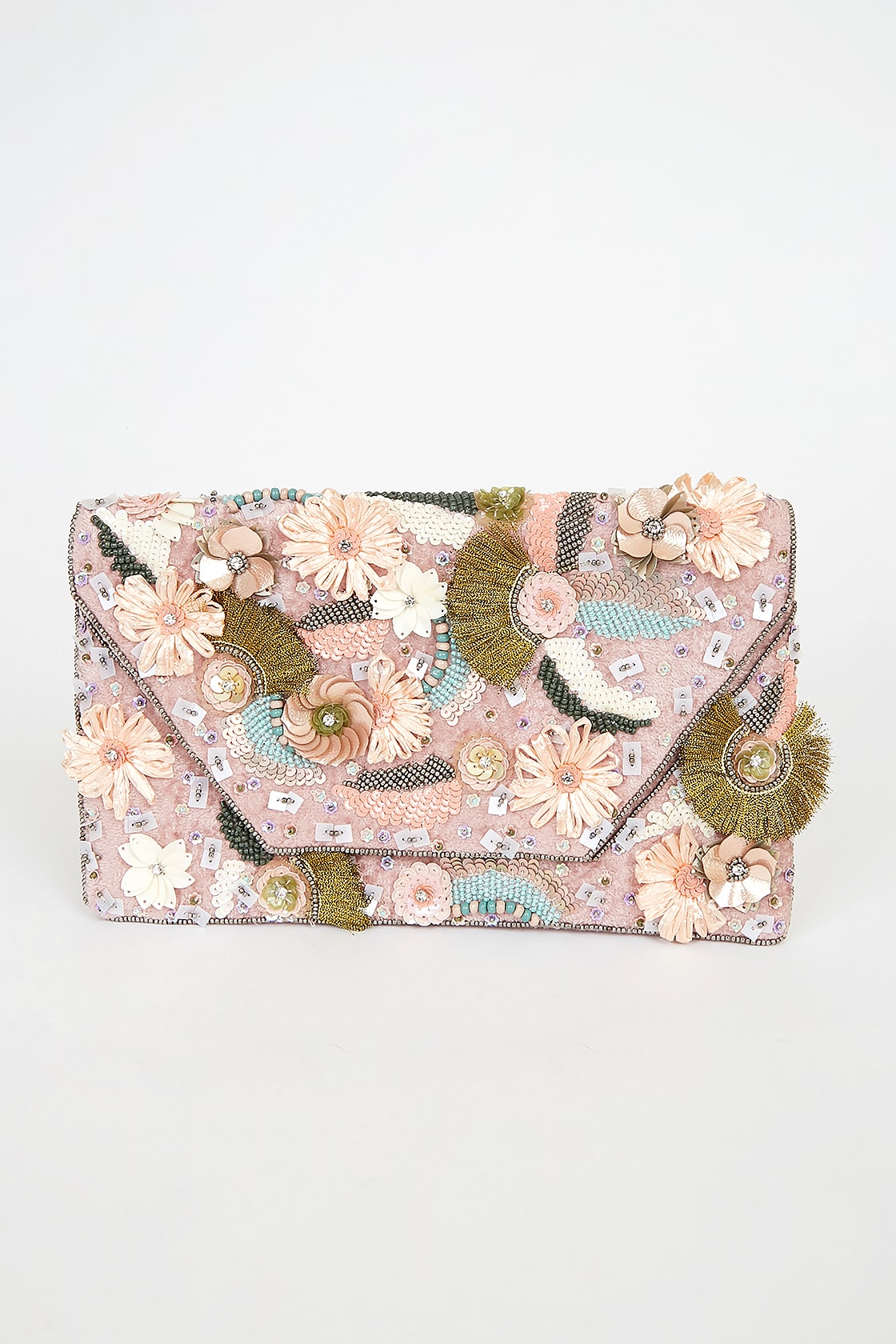 dusty pastel beaded clutch 