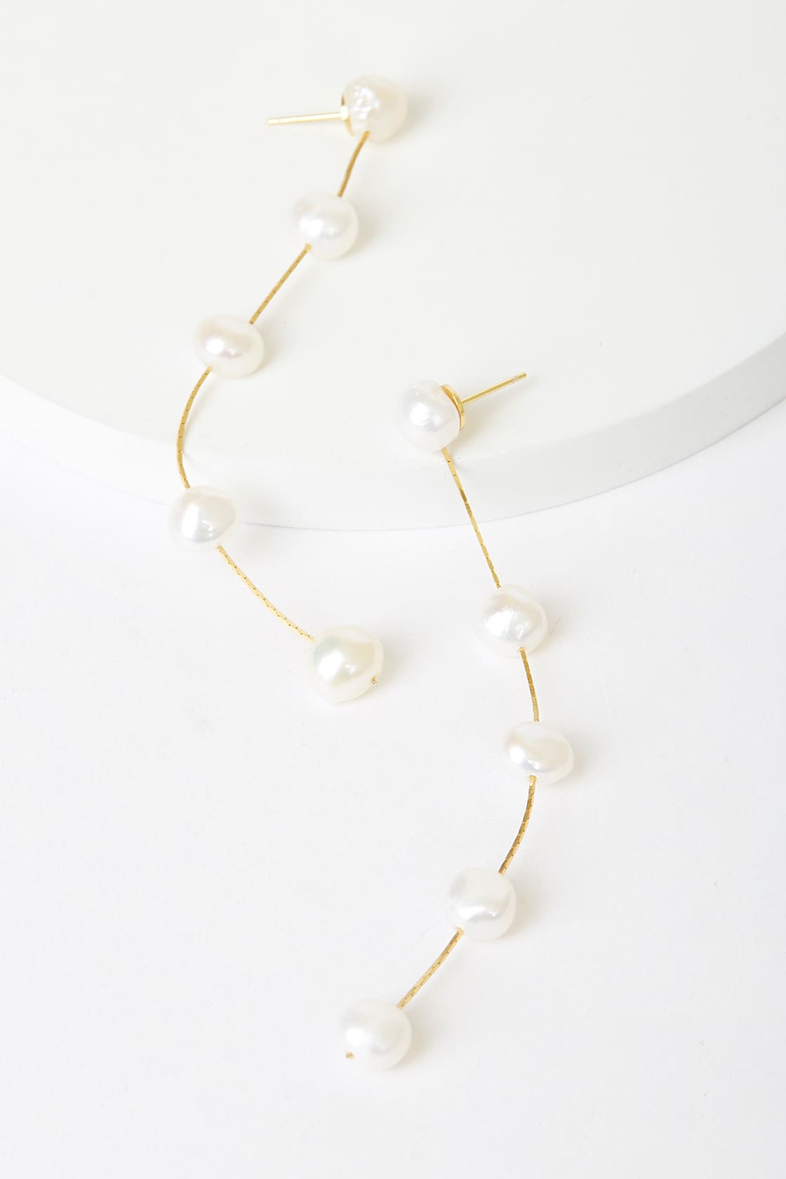 linear pearl drop earrings