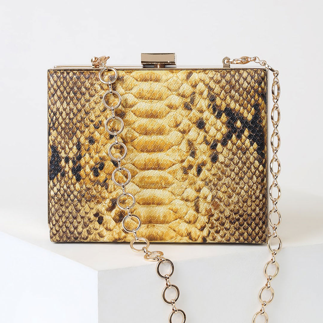 yellow snake print bag