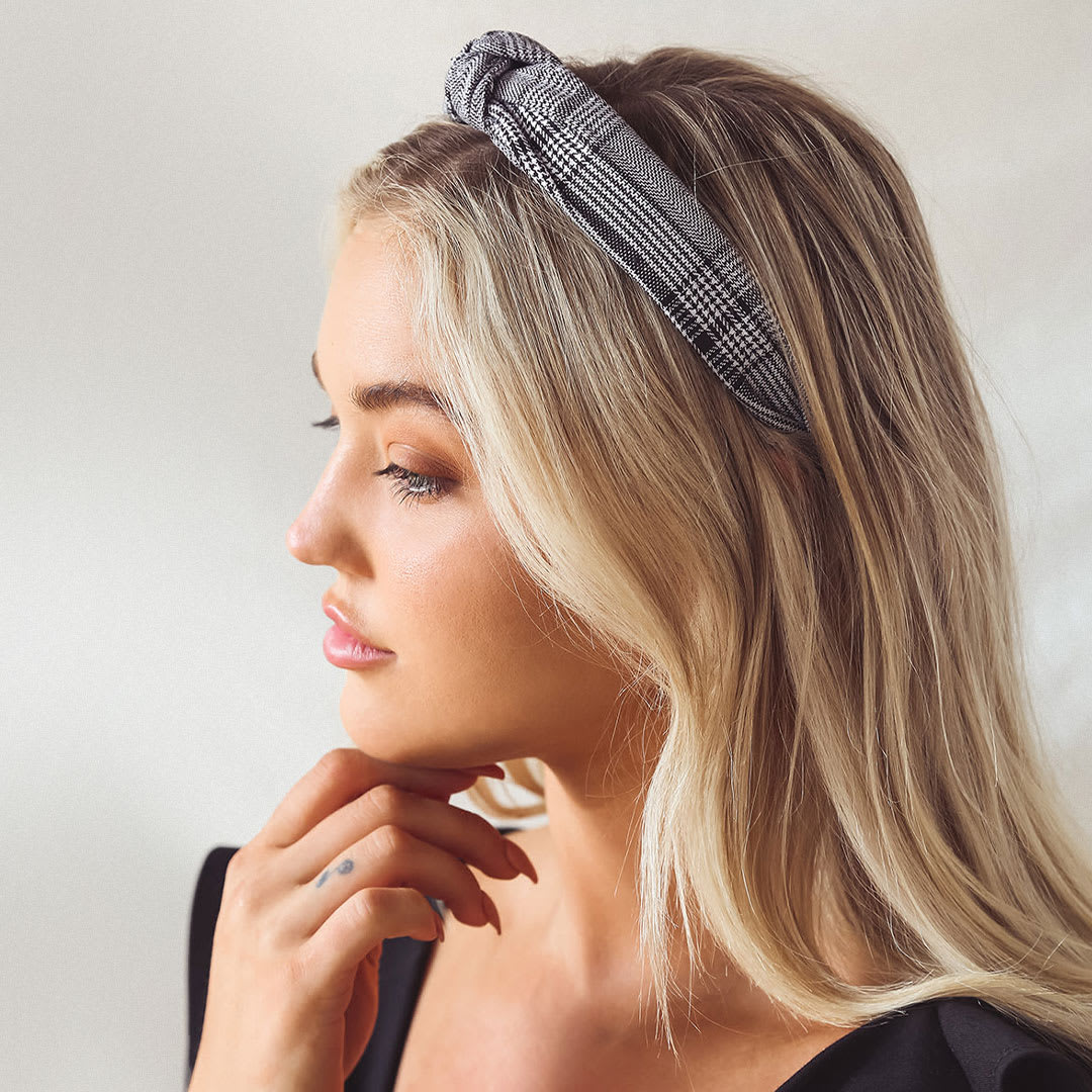 glen plaid knotted headband