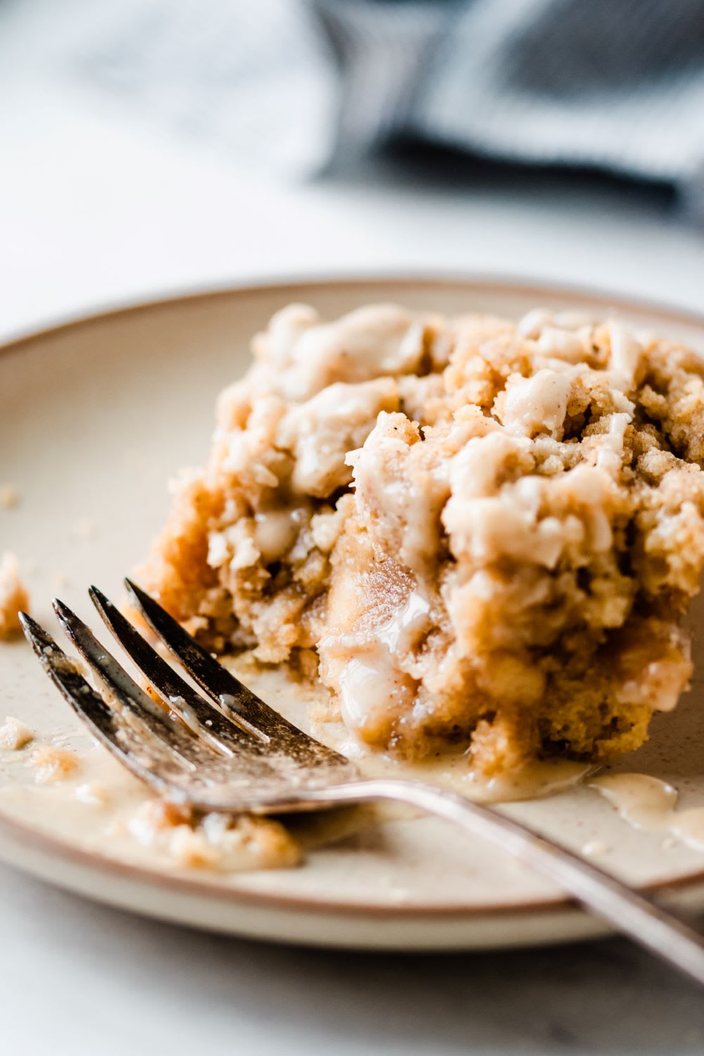 fork and slice of apple cake recipe