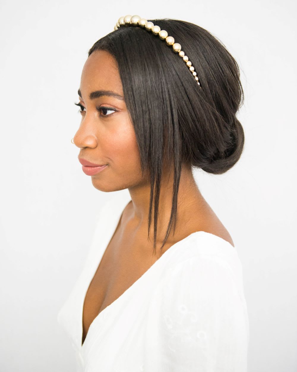 Image of Updo with a headband hairstyle for short hair