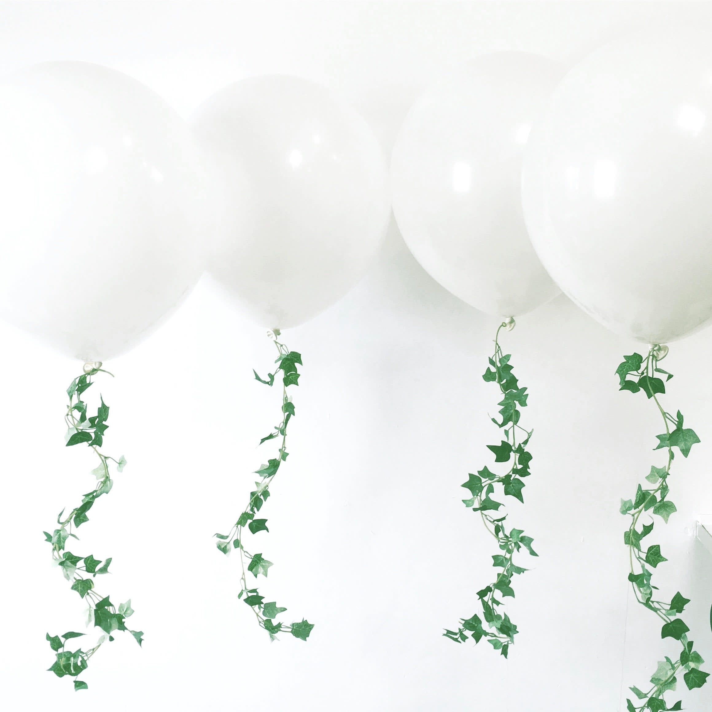greenery Ivy Balloon Tails on white balloons