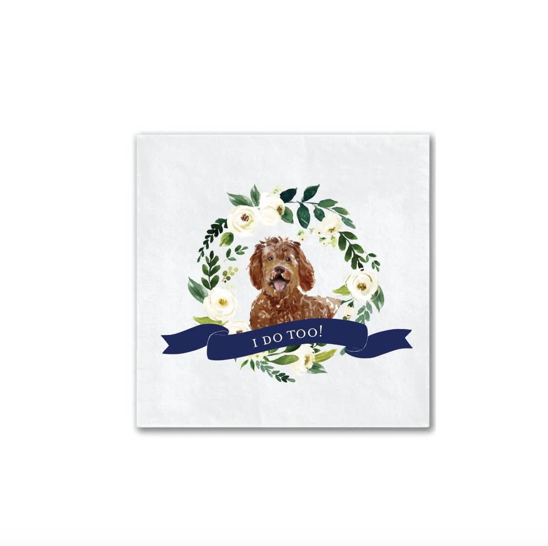 custom dog illustration napkins for wedding or bridal shower