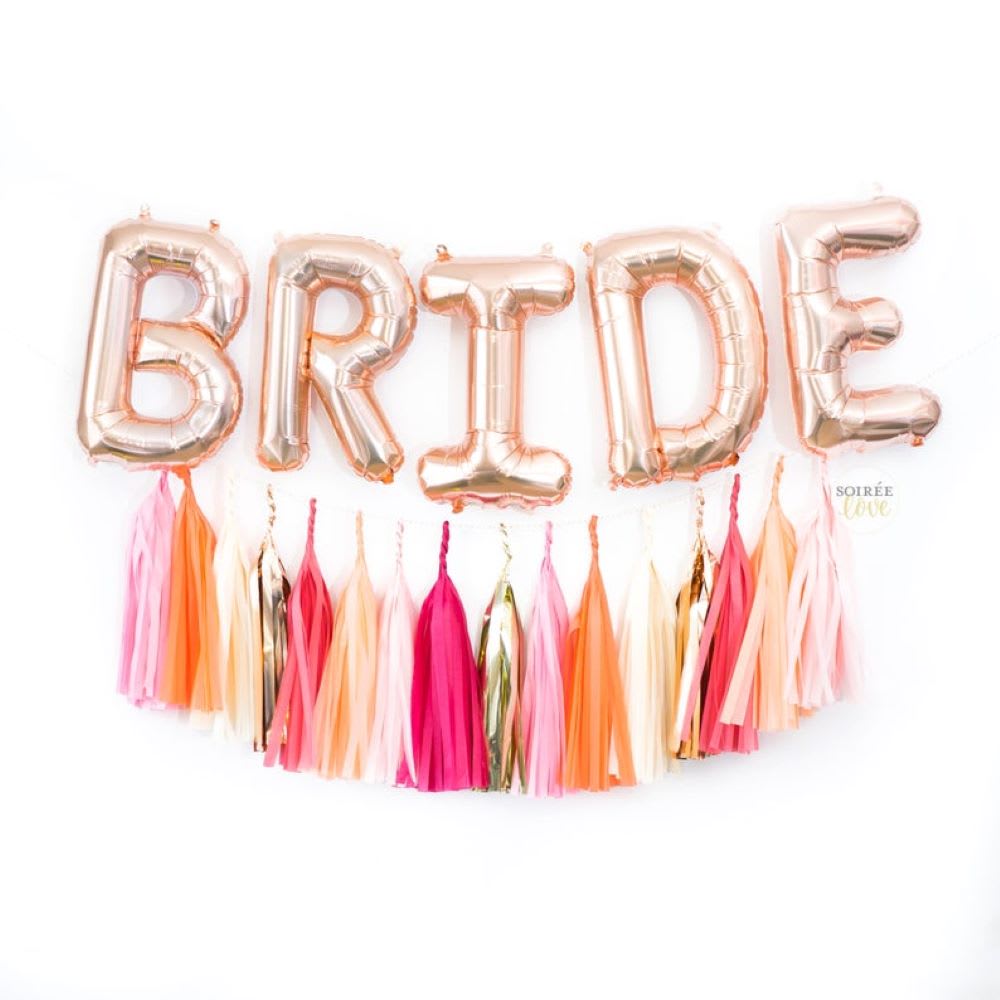 bride balloon fringe banner