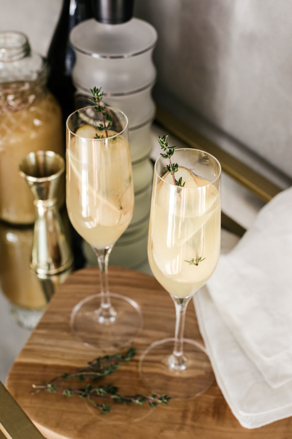 glasses of pear cocktail