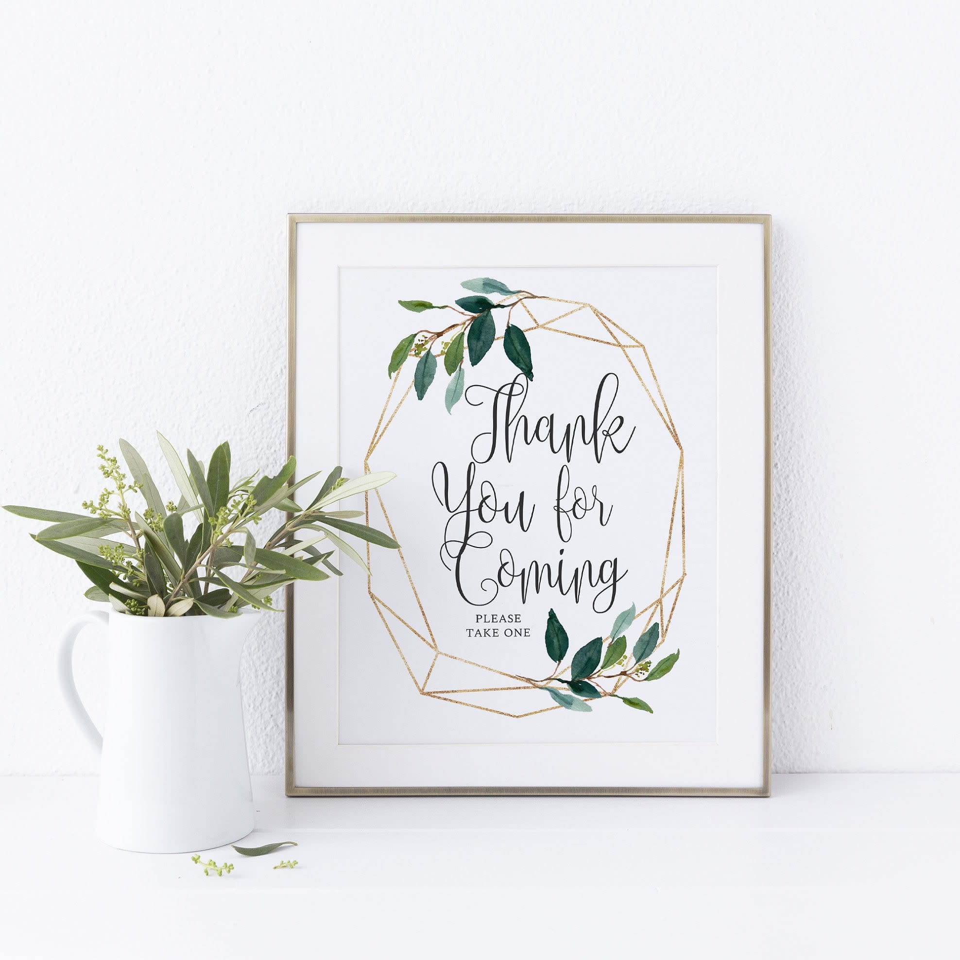 Greenery Thank You For Coming Please Take One bridal shower table sign