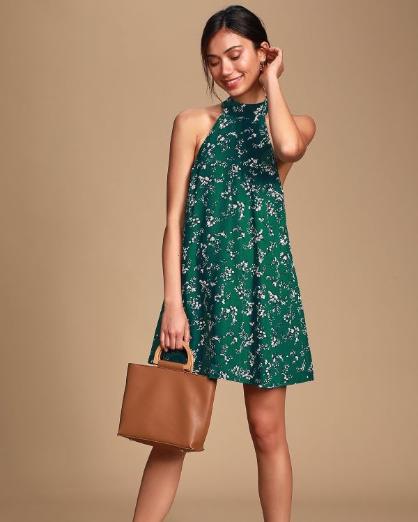 green floral swing dress
