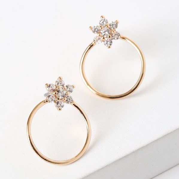 gold rhinestone hoop earrings