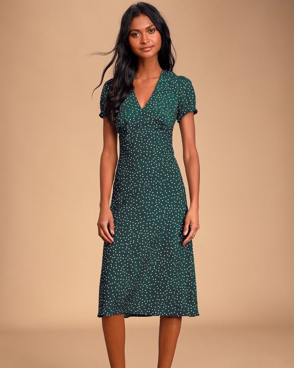 green polka dot dress